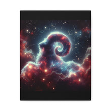 Load image into Gallery viewer, Celestial Ram Canvas Print, Astronomical Art for Home Decor, Unique Gift for Astrology Lovers, Cosmic Wall Art, Stretched Canvas
