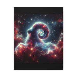 Celestial Ram Canvas Print, Astronomical Art for Home Decor, Unique Gift for Astrology Lovers, Cosmic Wall Art, Stretched Canvas