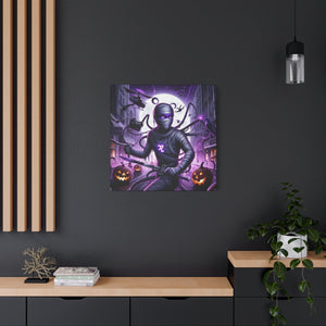 Ninja Halloween Wall Art, Frightening Home Decor, Glow-in-the-Dark Canvas