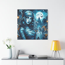 Load image into Gallery viewer, Mystical Mummy Canvas Art | Gothic Home Decor, Halloween Wall Art, Witchy Gift, Unique Art Print, Spooky Vibes, Mummy Themed Decor
