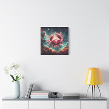 Load image into Gallery viewer, Galactic Crab Canvas Art Print, Home Decor, Zodiac Wall Art, Astrology Gift, Cosmic Crab Decor
