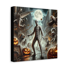 Load image into Gallery viewer, Spooky Mummy Art Canvas Print | Halloween Home Decor, Fall Wall Art, Unique Gift, Framed Mummy Artwork, Creepy Halloween Decor
