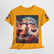 Load image into Gallery viewer, Cosmic Libra Justice Tee, Celestial Balance Shirt, Astrology Themed T-Shirt, Gift for Science Lovers, Unisex Heavy Cotton Tee
