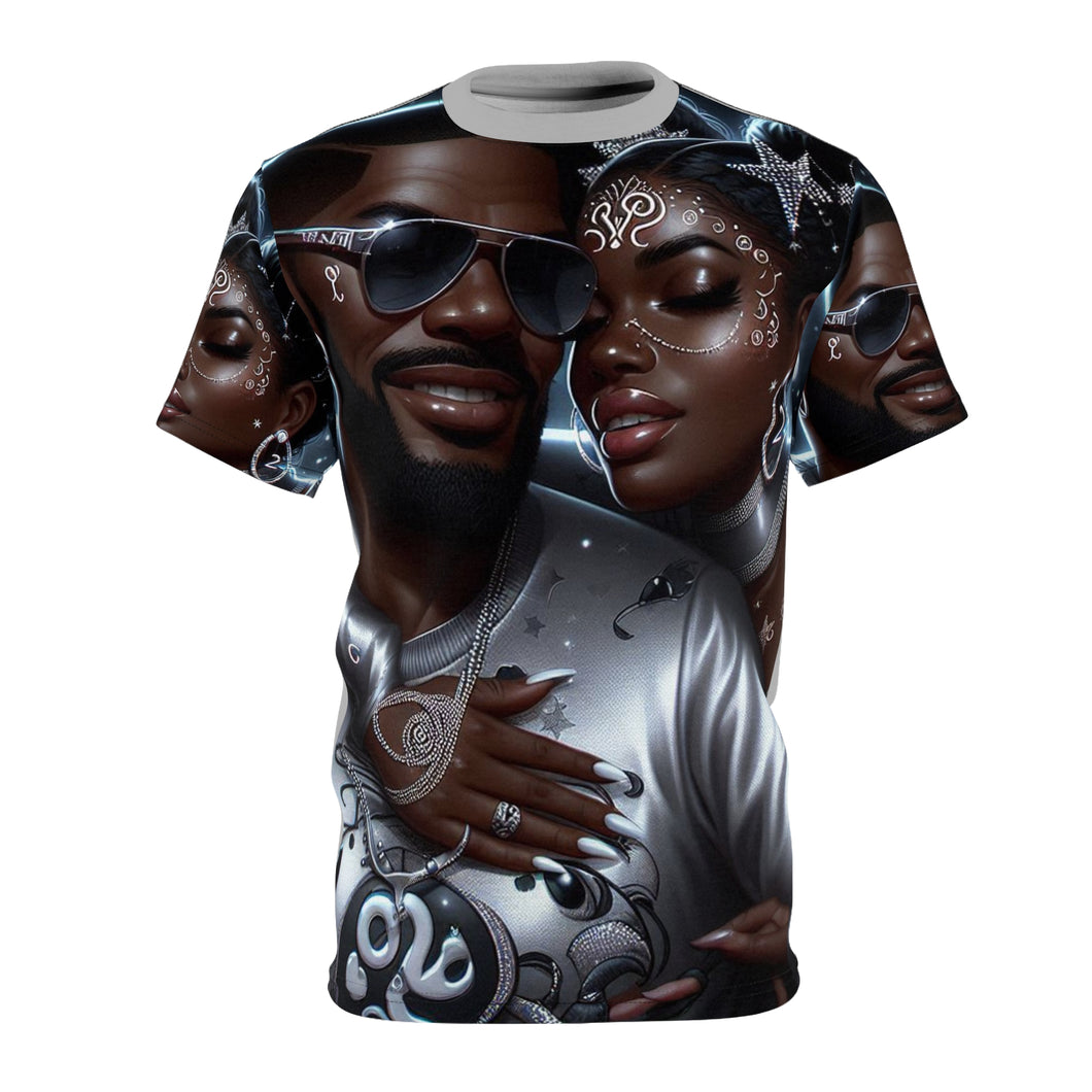 Romantic Cancer Couple Graphic Tee - Stylish Unisex Cut & Sew Top