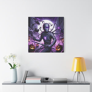 Ninja Halloween Wall Art, Frightening Home Decor, Glow-in-the-Dark Canvas