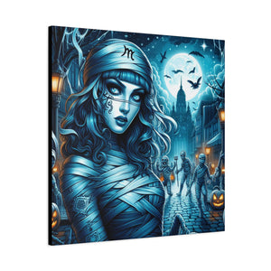Mystical Mummy Canvas Art | Gothic Home Decor, Halloween Wall Art, Witchy Gift, Unique Art Print, Spooky Vibes, Mummy Themed Decor