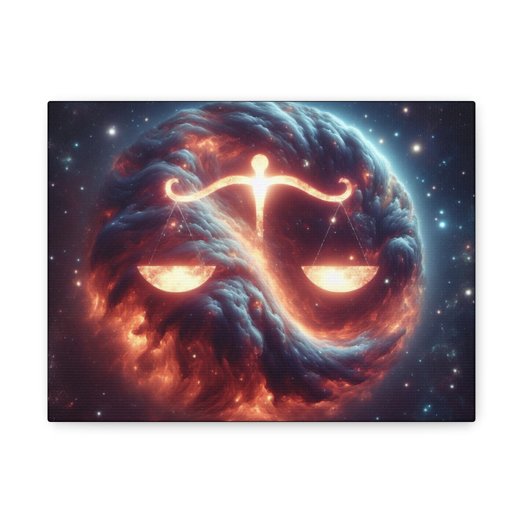Cosmic Balance Wall Art, Celestial Scales Canvas, Astrology Decor, Universe Inspired Home Decor, Gift for Libra Enthusiasts