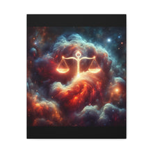 Load image into Gallery viewer, Cosmic Balance Canvas Wall Art - Celestial Decor, Zodiac Gift, Space Wall Art, Libra Astrology, Home Aesthetic
