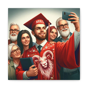 Custom Graduation Canvas Print, Family Portrait Wall Art, Celebrate Achievements, Perfect Gift for Graduates, Aries Zodiac Decor