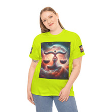 Load image into Gallery viewer, Cosmic Libra Justice Tee, Celestial Balance Shirt, Astrology Themed T-Shirt, Gift for Science Lovers, Unisex Heavy Cotton Tee
