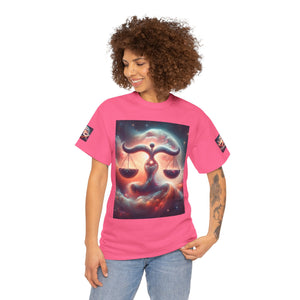 Cosmic Libra Justice Tee, Celestial Balance Shirt, Astrology Themed T-Shirt, Gift for Science Lovers, Unisex Heavy Cotton Tee