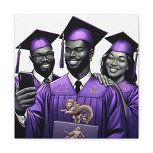 Load image into Gallery viewer, Graduation Celebration Canvas Print, Wall Art for Graduates, Purple Graduation Gift, College Commencement Decor, Customizable Canvas
