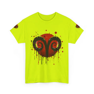 Aries Heart Tee, Unisex Heavy Cotton T-Shirt, Astrology Gift, Birthday Present, Graphic Tee, Casual Wear, Unique Design