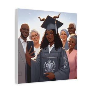 Graduation Celebration Canvas Print, Family Tribute Art, Graduation Gift, Wall Decor for Her, Customizable Artwork