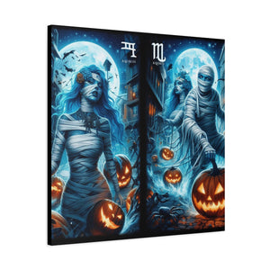 Aquarius Halloween Canvas Wall Art, Spooky Decor, Unique Gift, Home Decoration, Witch Theme Art, Perfect for Fall, Mysterious Vibe