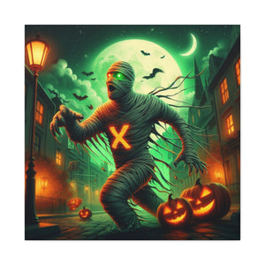 Spooky Halloween Wall Art Canvas, Mummy Decor for Fall, Halloween Party Decoration, Frightening Home Decor, Unique Gift Idea