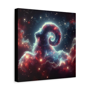 Celestial Ram Canvas Print, Astronomical Art for Home Decor, Unique Gift for Astrology Lovers, Cosmic Wall Art, Stretched Canvas
