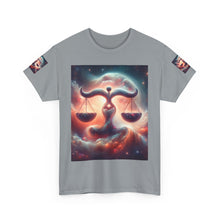 Load image into Gallery viewer, Cosmic Libra Justice Tee, Celestial Balance Shirt, Astrology Themed T-Shirt, Gift for Science Lovers, Unisex Heavy Cotton Tee

