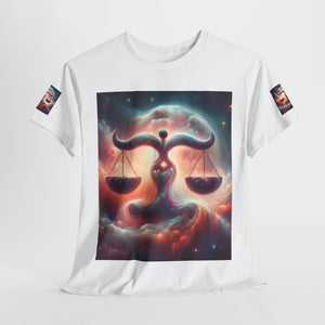 Cosmic Libra Justice Tee, Celestial Balance Shirt, Astrology Themed T-Shirt, Gift for Science Lovers, Unisex Heavy Cotton Tee
