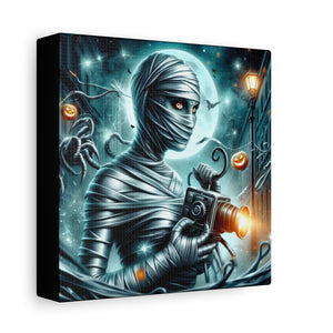 Spooky Mummy Canvas Art, Halloween Home Decor, Unique Wall Art, Horror Theme Decoration, Ghostly Photography Print