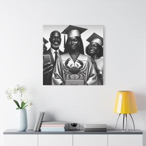 Graduation Family Canvas Art, Graduation Gift, Wall Decor, Education Celebration, Black History Month, Motivational Art