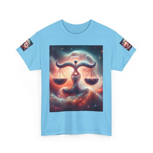 Cosmic Libra Justice Tee, Celestial Balance Shirt, Astrology Themed T-Shirt, Gift for Science Lovers, Unisex Heavy Cotton Tee