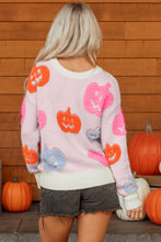 Load image into Gallery viewer, Beige Halloween Cute Pumpkin Pattern Sweater
