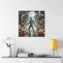 Load image into Gallery viewer, Spooky Mummy Art Canvas Print | Halloween Home Decor, Fall Wall Art, Unique Gift, Framed Mummy Artwork, Creepy Halloween Decor
