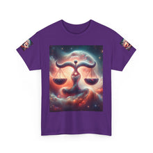 Load image into Gallery viewer, Cosmic Libra Justice Tee, Celestial Balance Shirt, Astrology Themed T-Shirt, Gift for Science Lovers, Unisex Heavy Cotton Tee
