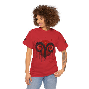 Aries Heart Tee, Unisex Heavy Cotton T-Shirt, Astrology Gift, Birthday Present, Graphic Tee, Casual Wear, Unique Design