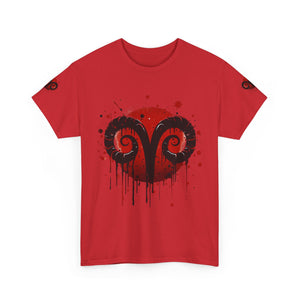 Aries Heart Tee, Unisex Heavy Cotton T-Shirt, Astrology Gift, Birthday Present, Graphic Tee, Casual Wear, Unique Design