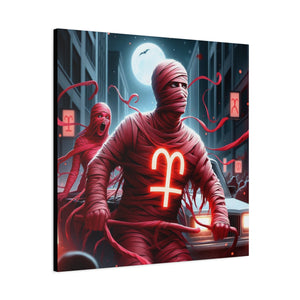 Retro Horror Art Canvas Print, Mummy Wall Art, Spooky Home Decor, Halloween Gift, Dark Aesthetic