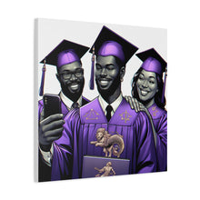 Load image into Gallery viewer, Graduation Celebration Canvas Print, Wall Art for Graduates, Purple Graduation Gift, College Commencement Decor, Customizable Canvas
