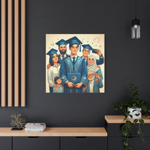 Load image into Gallery viewer, Graduation Celebration Stretched Canvas, Custom Wall Art, Gift for Graduates, Family Home Decor, Art for Special Occasions
