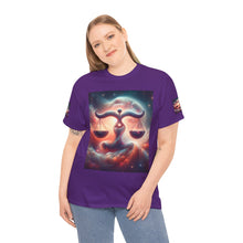 Load image into Gallery viewer, Cosmic Libra Justice Tee, Celestial Balance Shirt, Astrology Themed T-Shirt, Gift for Science Lovers, Unisex Heavy Cotton Tee

