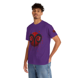 Aries Heart Tee, Unisex Heavy Cotton T-Shirt, Astrology Gift, Birthday Present, Graphic Tee, Casual Wear, Unique Design