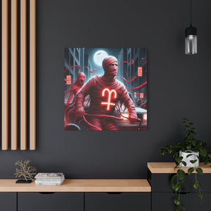 Retro Horror Art Canvas Print, Mummy Wall Art, Spooky Home Decor, Halloween Gift, Dark Aesthetic