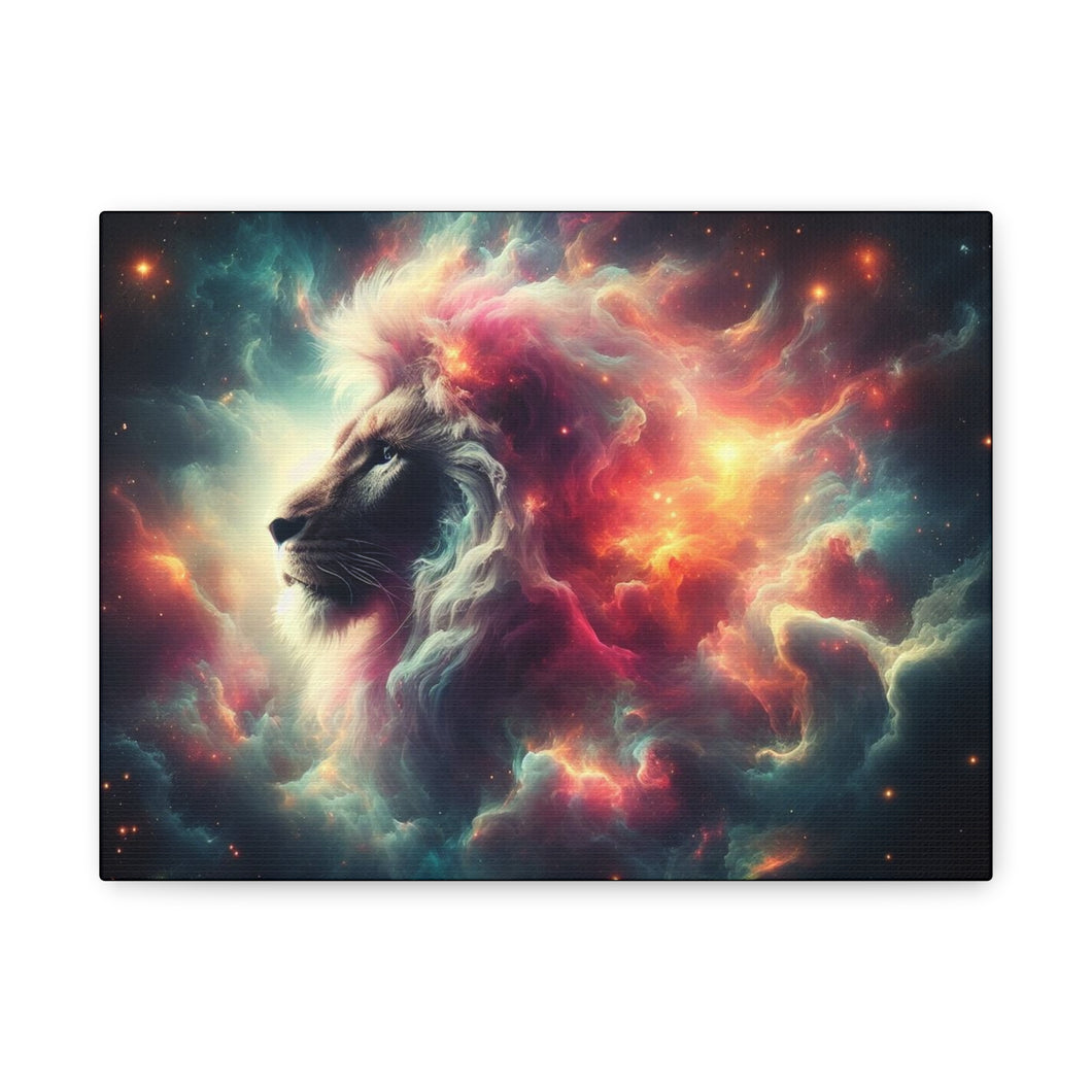 Cosmic Lion Canvas Wall Art, Abstract Lion Decor, Celestial Prints, Space Animal Artwork, Dreamy Home Decor