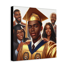 Load image into Gallery viewer, Graduation Celebration Canvas Print, Wall Art for Graduates, Custom Home Decor, Graduation Gift, College Hero Portrait, Family Love Display
