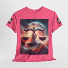 Load image into Gallery viewer, Cosmic Libra Justice Tee, Celestial Balance Shirt, Astrology Themed T-Shirt, Gift for Science Lovers, Unisex Heavy Cotton Tee
