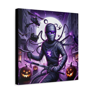 Ninja Halloween Wall Art, Frightening Home Decor, Glow-in-the-Dark Canvas