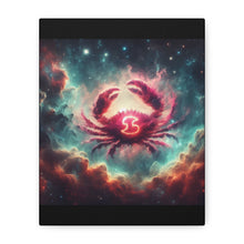 Load image into Gallery viewer, Galactic Crab Canvas Art Print, Home Decor, Zodiac Wall Art, Astrology Gift, Cosmic Crab Decor
