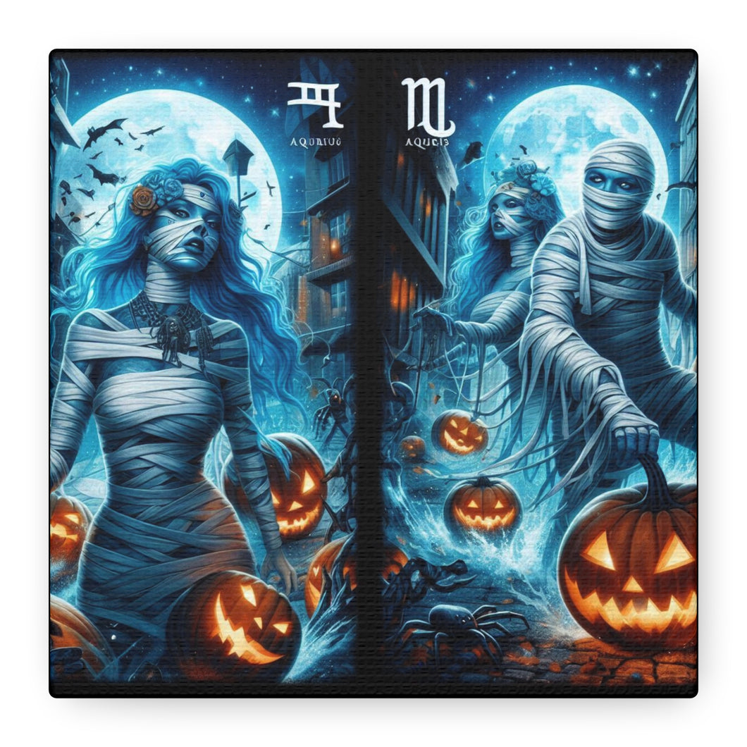 Aquarius Halloween Canvas Wall Art, Spooky Decor, Unique Gift, Home Decoration, Witch Theme Art, Perfect for Fall, Mysterious Vibe