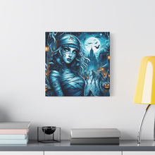 Load image into Gallery viewer, Mystical Mummy Canvas Art | Gothic Home Decor, Halloween Wall Art, Witchy Gift, Unique Art Print, Spooky Vibes, Mummy Themed Decor
