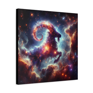 Stretched Canvas Print, Cosmic Goat Art, Zodiac Decor, Aries Gift, Astrological Wall Art, Astrology Home Decor
