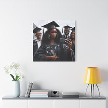 Load image into Gallery viewer, Graduation Canvas Art, Personalized Graduate Gift, Wall Decor, Black Girl Graduation, College Graduate, Inspirational Home Decor
