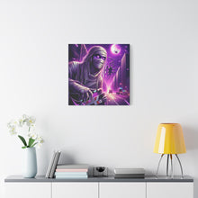 Load image into Gallery viewer, Purple Horror Mummy Canvas Art, Spooky Home Decor, Halloween Wall Art, Horror Movie Print, Gothic Wall Hanging
