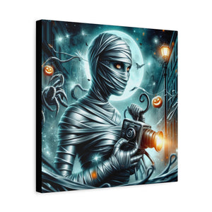 Spooky Mummy Canvas Art, Halloween Home Decor, Unique Wall Art, Horror Theme Decoration, Ghostly Photography Print
