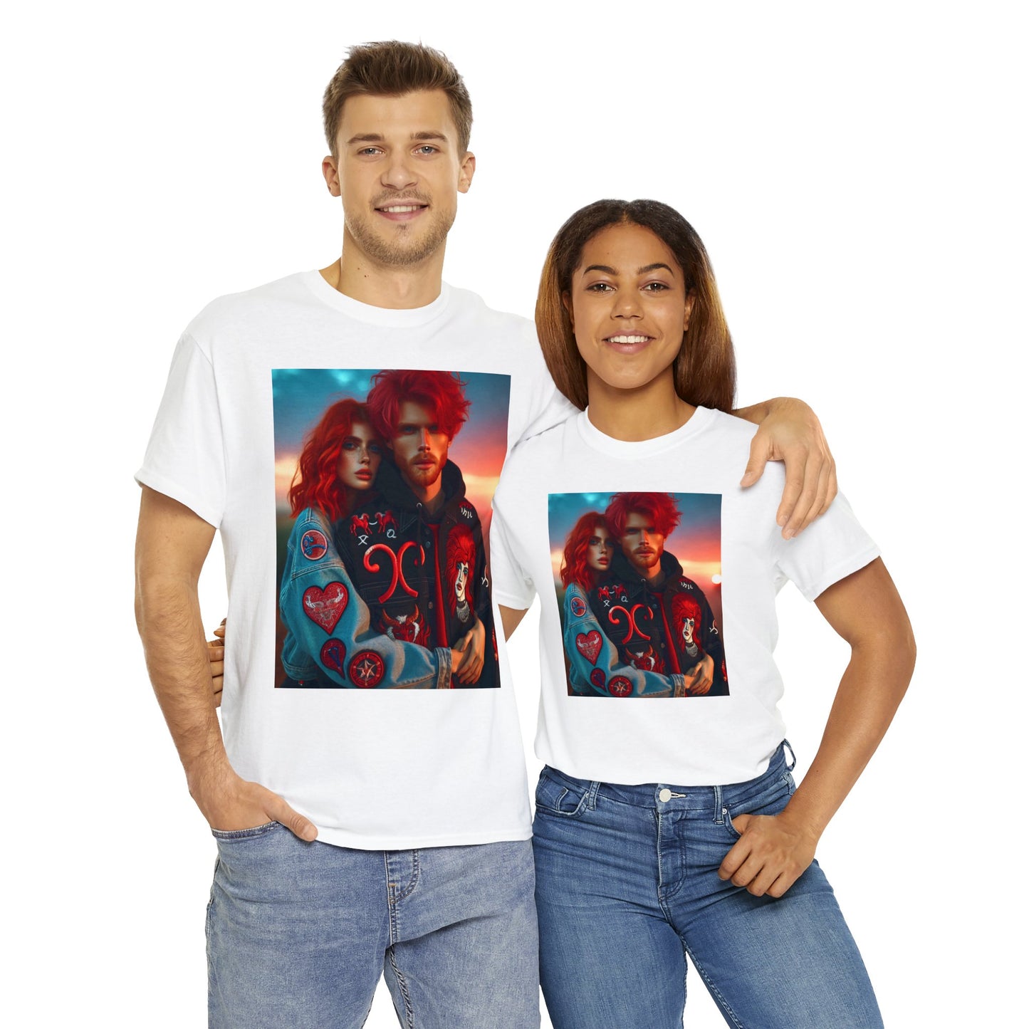 Unisex Aries couple (2) Heavy Cotton Tee