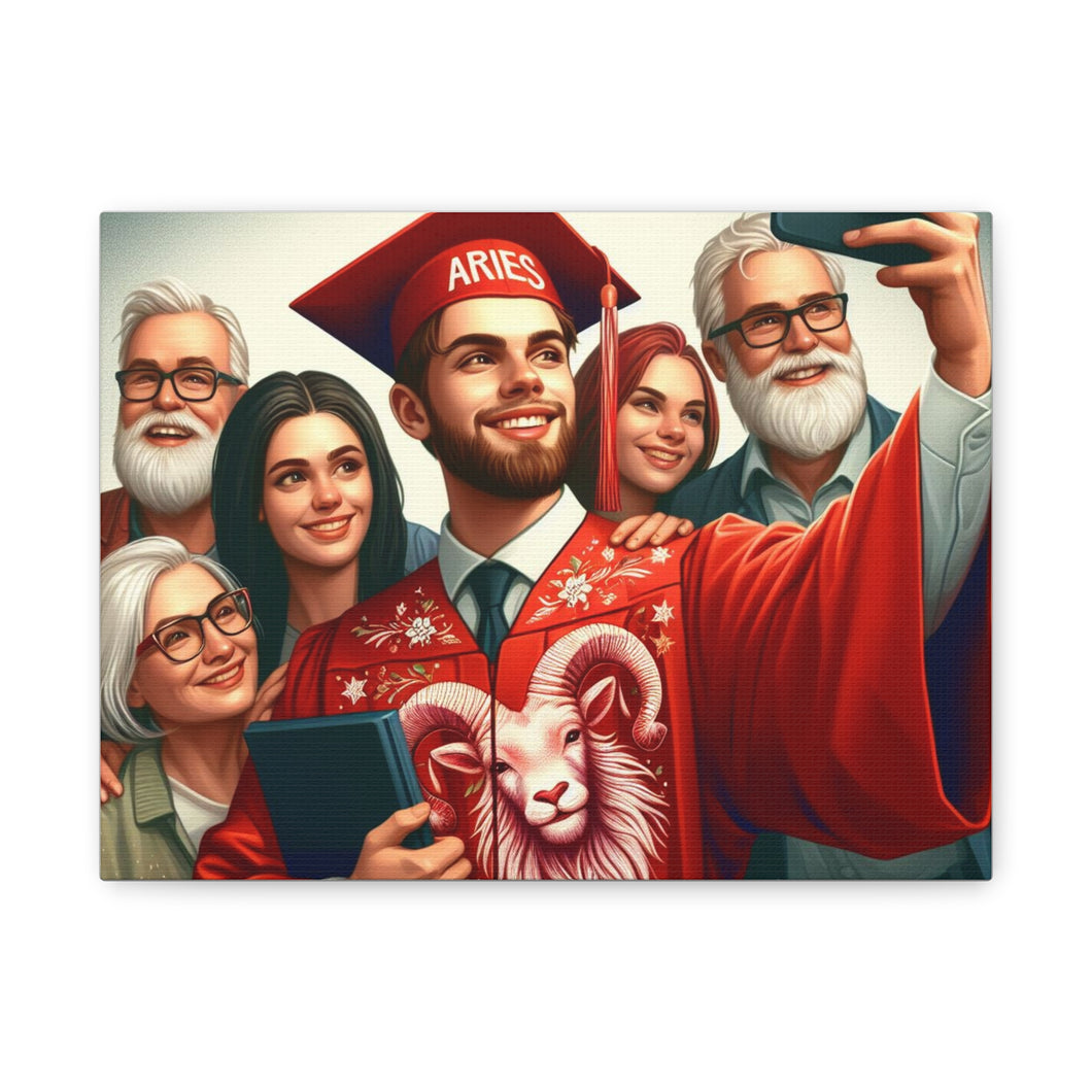 Custom Graduation Canvas Print, Family Portrait Wall Art, Celebrate Achievements, Perfect Gift for Graduates, Aries Zodiac Decor